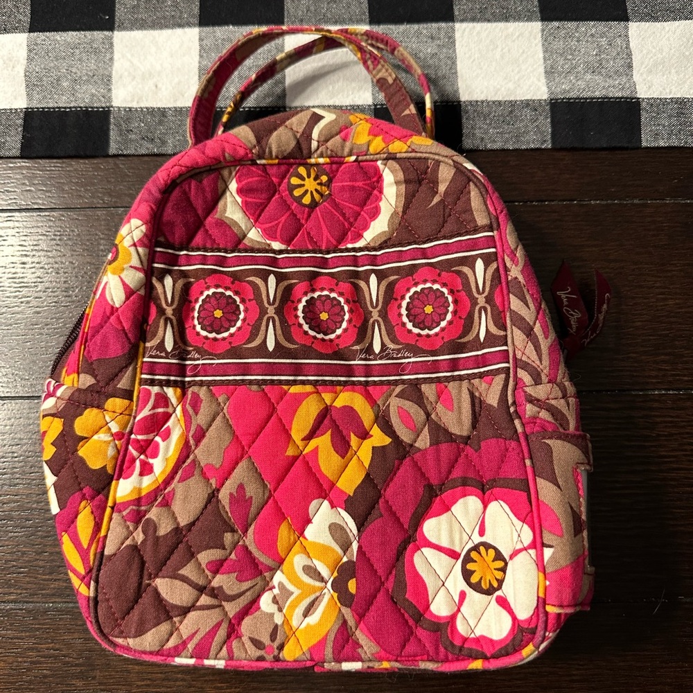 Vera Bradley Cotton Lunch Bag (pink&orange)